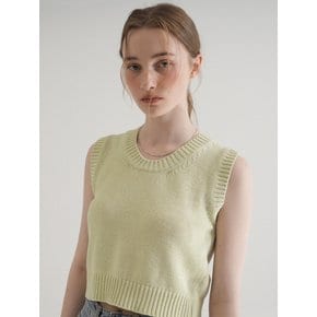 Round Crop Knit Sleeveless (Yellow_green)