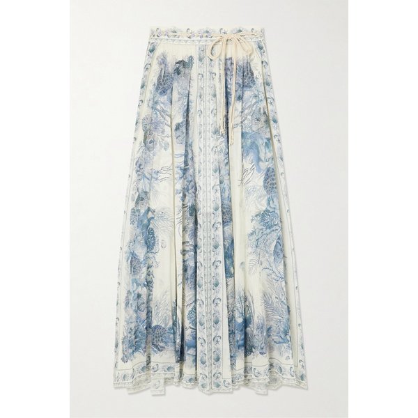 원더러스트 벨티드 플리츠 프린트 코튼 맥시 스커트 46376663162997317