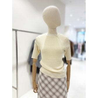 온앤온 [부산점] 라운드넥 슬릿 반소매 풀오버 니트 (NJK6MP431)