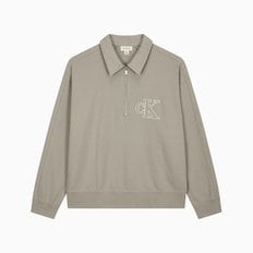 남성 더블 니트 로고 하프 집업 폴로 스웻셔츠(4RB211G)