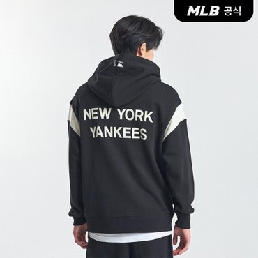 MLB [코리아공식] 스포티브 바시티 어깨배색 후드티 NY (Black)