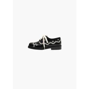 시몬로샤 26FW Floral Lace Brogue, Black/Cream