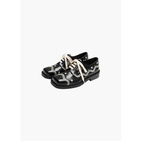 시몬로샤 26FW Floral Lace Brogue, Black/Cream