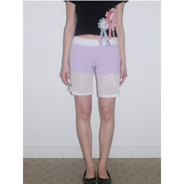 Star Lace Ribbon Half Pants_LAVENDER