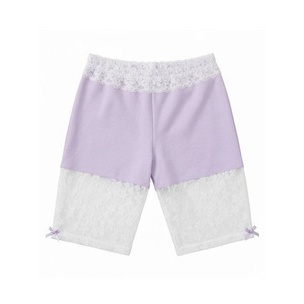 Star Lace Ribbon Half Pants_LAVENDER