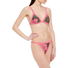 Lulu grosgrain-trimmed floral-print low-rise bikini briefs 그린 38063312418514416