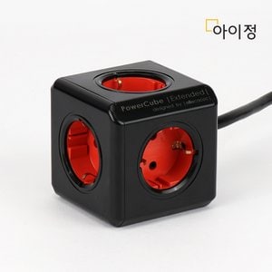 아이정 디자인 멀티탭 파워큐브 5구 올컬러 1.5M 블랙