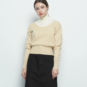 W39 slim round knit beige