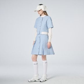 퀼팅 패딩 플레어 스커트 (블루)