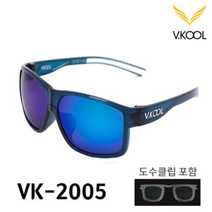  브이쿨 VK-2005 블루 네이비 편광 선글라스 도수클립 포함