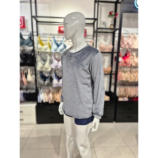 [시흥점] S 비너스) 벨로아 솔리드 홈웨어 상의 VEV3875M-GY