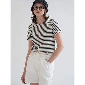 Waffle half t-shirt (cream stripe)