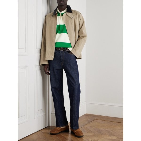 드레익스 그랜드드 칼라 스트라이프 코튼 저지 하프 플라켓 셔츠 46376663162925773