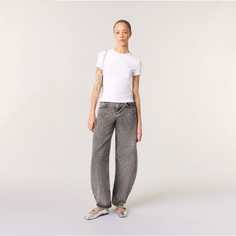 마쥬 클로버 자수 리브드 티셔츠