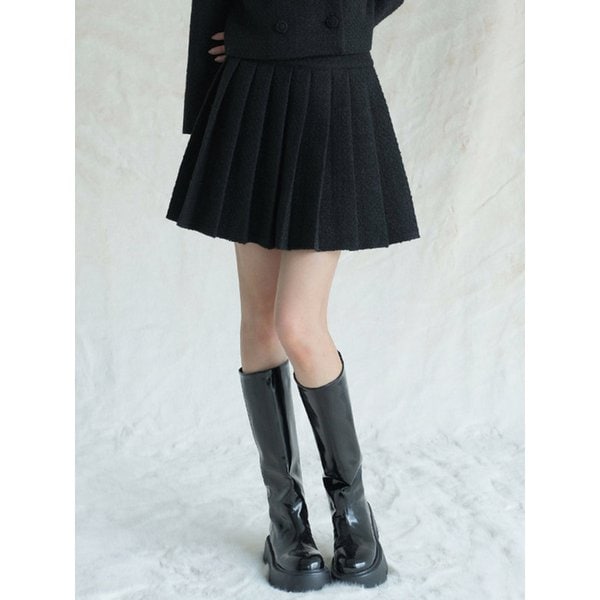 Daphne Tweed Pleated Skirt IVORY