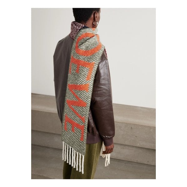 프린지 인타르시아 니트 알파카 혼방 부클레 스카프 멀티컬러 46376663162858968