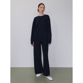 Asymmetric cashmere wool sweater NAVY