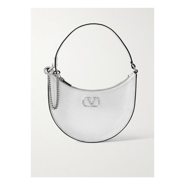 브이로고 미니 메탈릭 텍스처 가죽 숄더 백 실버 1647597322459154