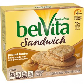 [해외직구] belVita  belVita  조식  샌드위치  피넛버터  조식  비스킷  5팩  팩당  샌드위치  2개