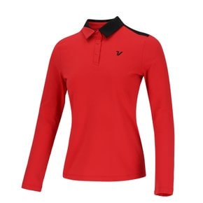 여성 골프 카라 배색 포인트 티셔츠 VLTSL992_RE