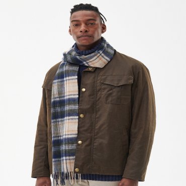 바버 [24FW] 베이지 New Check 타탄 패턴 스카프 (URSC4F005I2)