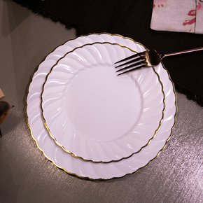 웨이브 골드림 일회용 플라스틱 접시 피크닉 소풍 캠핑 파티 12set