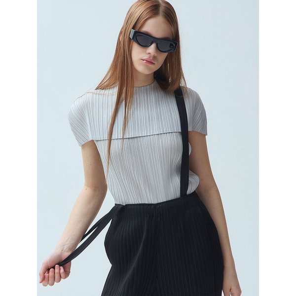 새틴 케이프 플리츠 블라우스_3colors