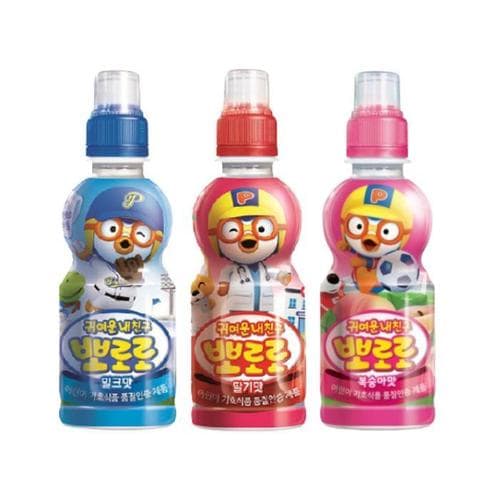 팔도 뽀로로 음료 235ml 3종 혼합 / 밀크 8개 + 딸기 8개 + 복숭아 8개  / 총 24개(1)