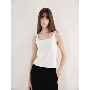 Square Neck Sleeveless knit Top Ivory