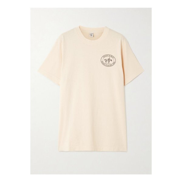 라이딩 클럽 프린트 코튼 저지 티셔츠 크림 1647597360132133