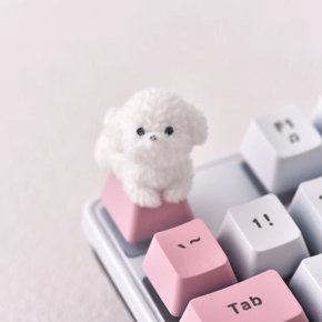 키캡 야광 비숑 엎드려 강아지 멍멍이 댕댕이 포인트 커스텀 기계식 키보드 꾸미기 키캡놀이