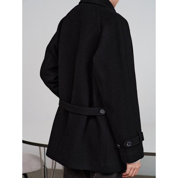 Back Belt Detail Midi Coat  Black (KE5X30M145)