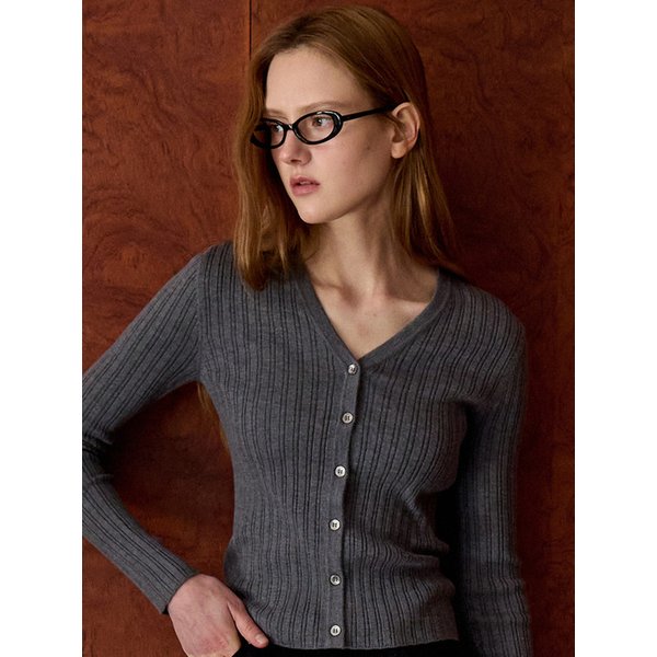 스트럭쳐 립 브이넥 가디건 차콜 OU1879