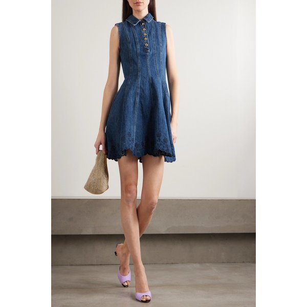 패널 브로더리 앵글레이즈 데님 미니 원피스 46376663163017684