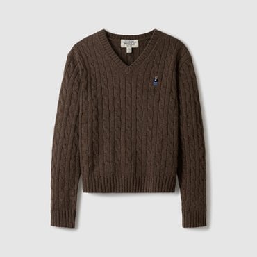 후아유 Steve Cable V-Neck Pull over WHKAE4912F