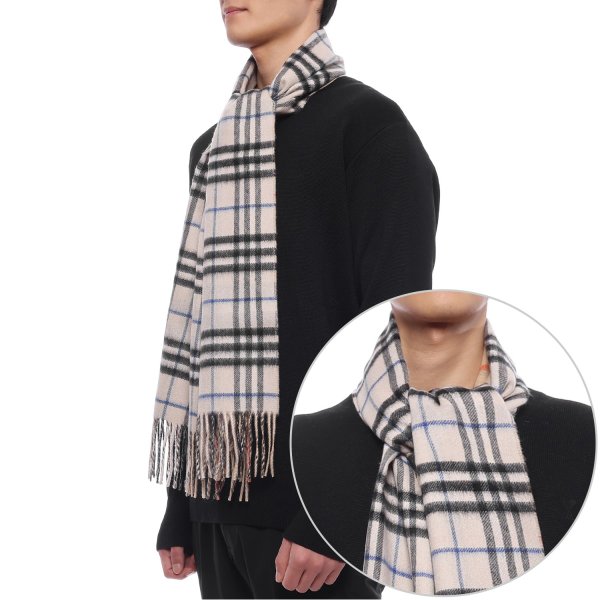 [부산점] 25FW 남성 리버시블 체크 캐시미어 머플러 (8090952 SAND LICHEN M 25F)