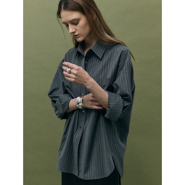 MORI STRIPE SHIRT - GRAY
