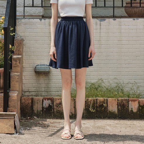 제로스트릿 린넨 밴딩 숏 팬츠 스커트 / 네이비 ZMMFRR222