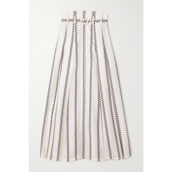 듀갈드 벨티드 플리츠 실크 미디 스커트 46376663162950666