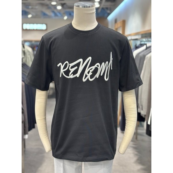 [파주점] 남성 S/S 블랙 레터링 면 혼방 반팔 라운드 티셔츠 RPBMTT52A