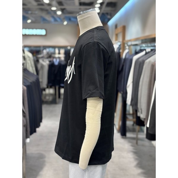 [파주점] 남성 S/S 블랙 레터링 면 혼방 반팔 라운드 티셔츠 RPBMTT52A