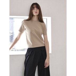 Crew Neck Knit Top Beige