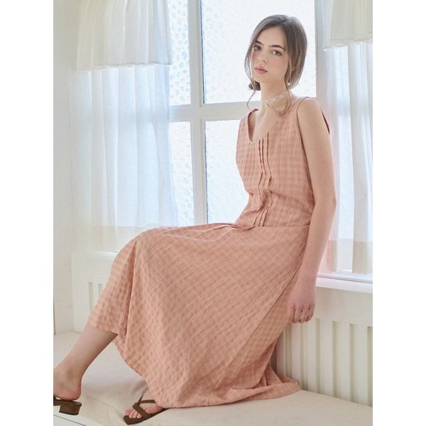 Pintuck peach bloom dress - Peach pink