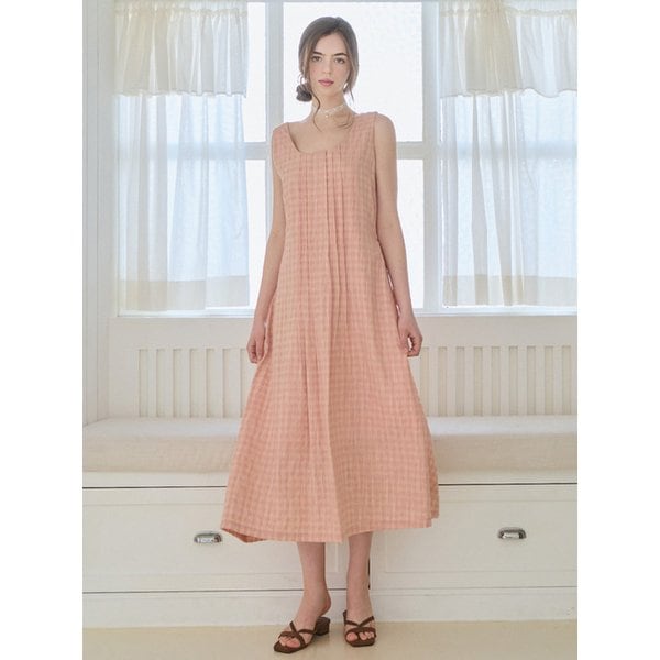 Pintuck peach bloom dress - Peach pink