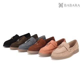 BABARA 세븐플로어 스웨이드 열쇠골드장식 여성로퍼 2cm_SFE537