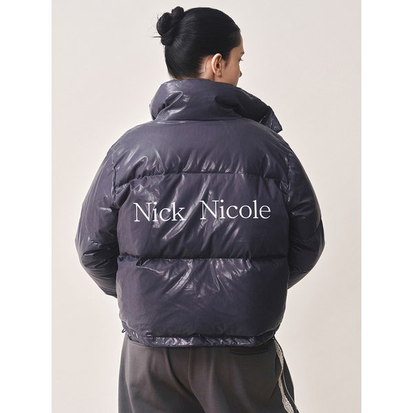 NICOLE GLOSSY SHORT PUFFER PADDING_NAVY