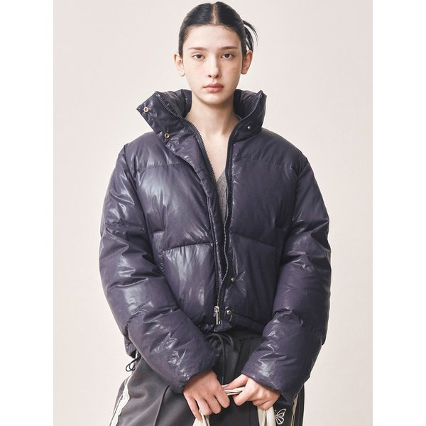 NICOLE GLOSSY SHORT PUFFER PADDING_NAVY