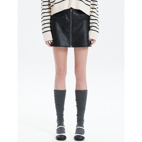 FAUX LEATHER ZIPPER MINI SKIRT_BLACK