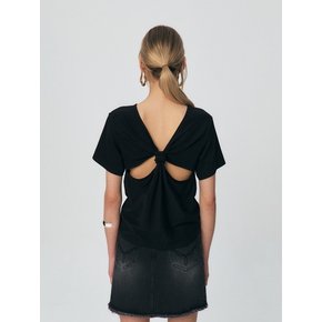 Twisted Back Detail T-shirt, Black