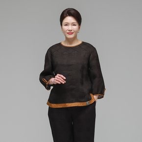 더하랑 솔길드리 여름 인견 블라우스 브라운